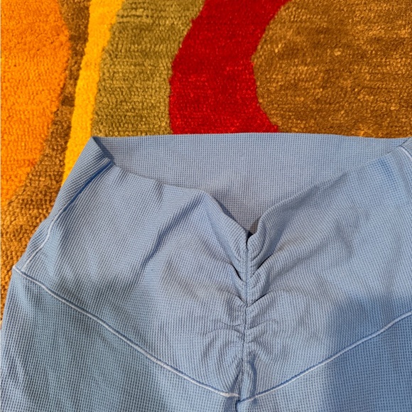 NWOT Offline by Aerie Real Me Flare Leggings Waffle Knit Texture Blue Size Large - Picture 2 of 5